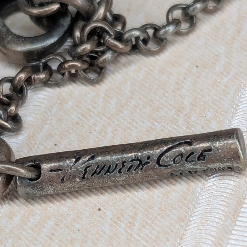 3/$15 Kenneth Cole Pink Faceted Stone Pendant Necklace Brass Tone Metal 19